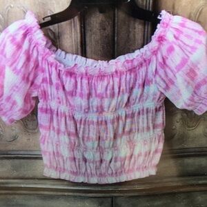 Pink Off-Shoulder Kids Blouse